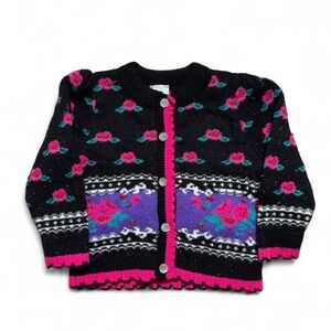 Black Sweater with Pink flowers